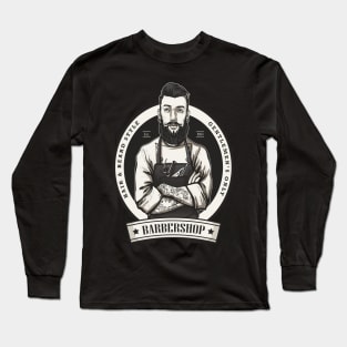 Barber Shop Logo Long Sleeve T-Shirt